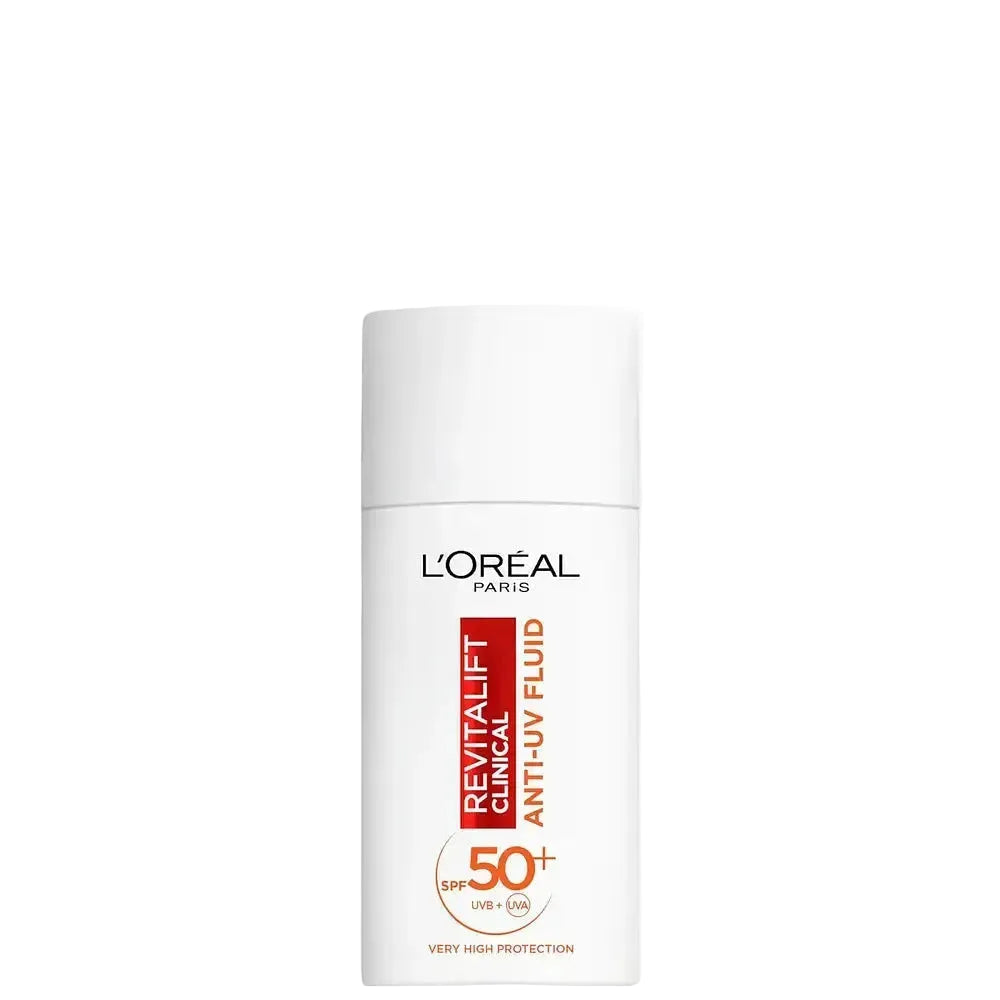 L'Oreal Revitalift Clinical Anti-UV Fluid SPF 50 with Vitamin C for anti-aging sun protection