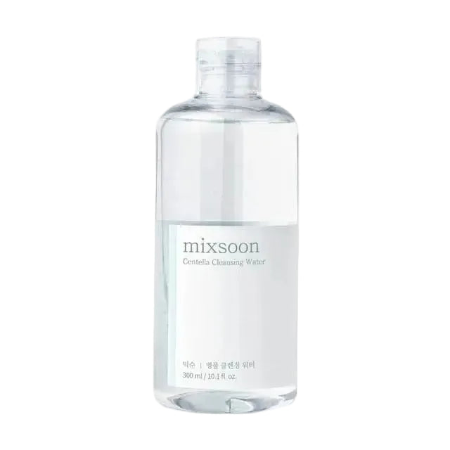 mixsoon Centella Cleansing Water with centella asiatica for gentle makeup removal and soothing sensitive skin