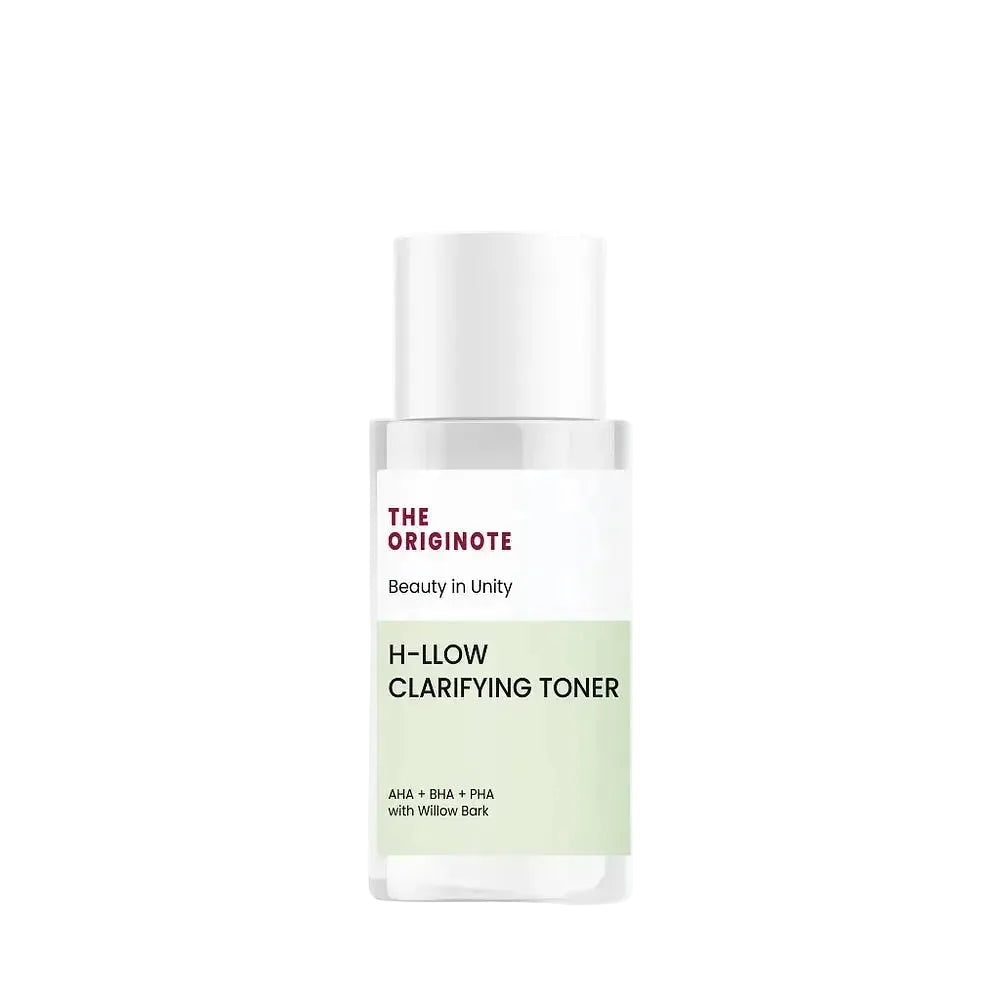 The Originote H-Llow Clarifying Toner with AHA BHA PHA and willow bark for exfoliation and pore care