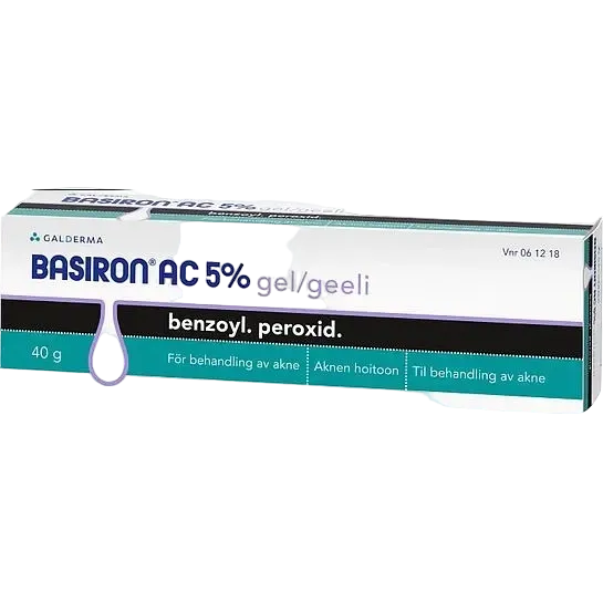 Galderma Basiron AC 5% Gel with benzoyl peroxide for acne treatment and breakout control