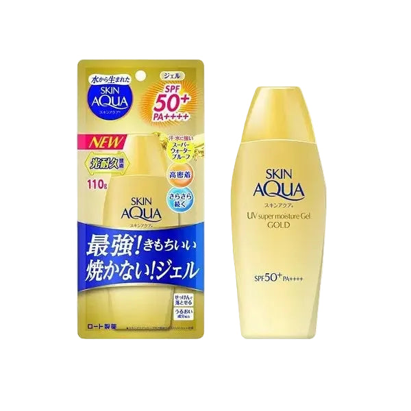 Skin Aqua UV Super Moisture Gel Gold SPF 50+ PA++++ hydrating chemical sunscreen for all skin types