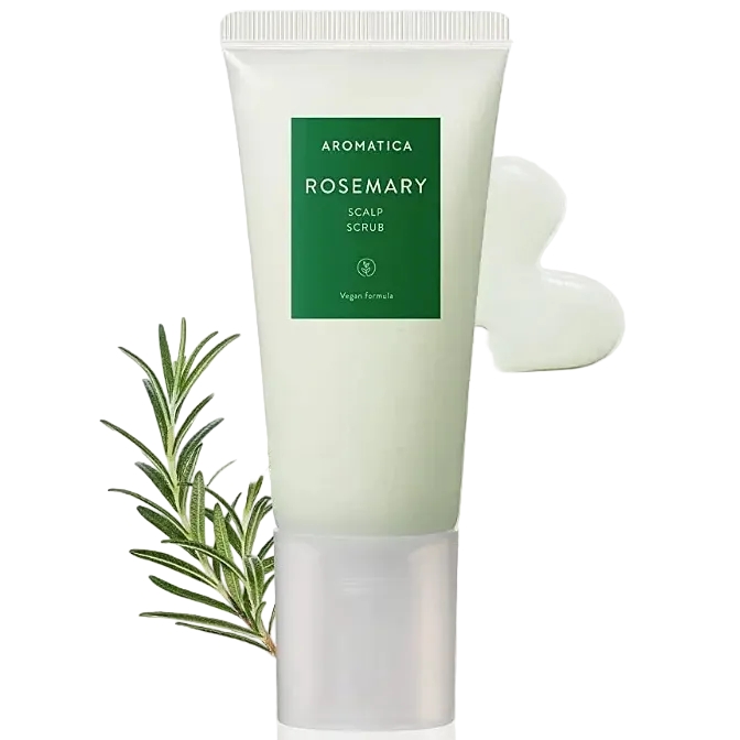 Aromatica Rosemary Scalp Scrub with Dead Sea salt for gentle scalp exfoliation and cleansing