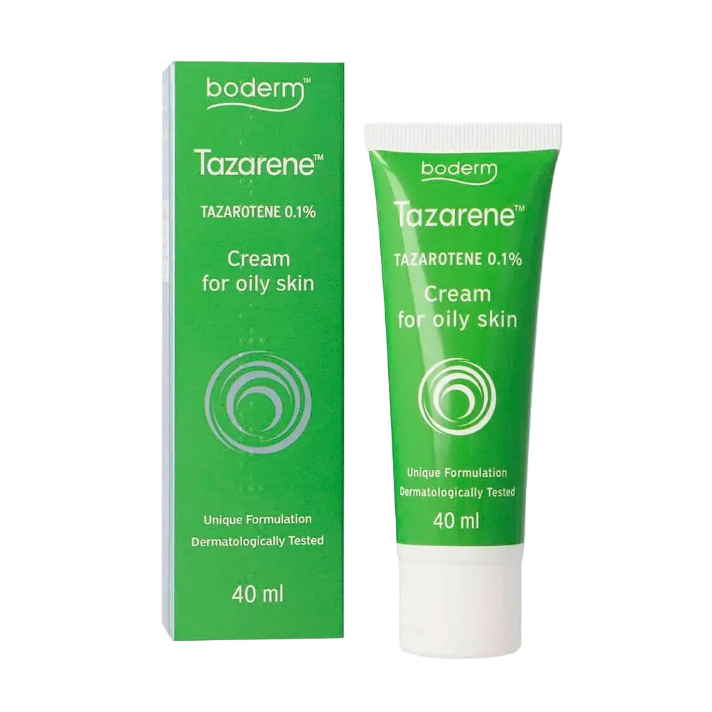 Boderm Pharmaceutical Tazarene Cream 0.1% for oily and acne-prone skin with tazarotene and hyaluronic acid
