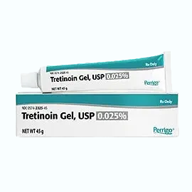 Perrigo Tretinoin Gel 0.025% prescription retinoid for acne and anti-aging treatment