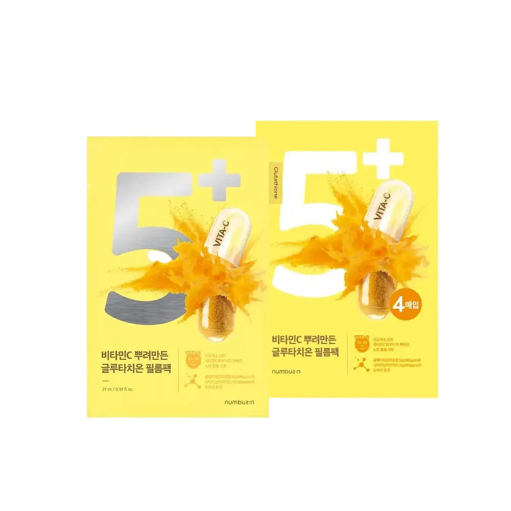 Numbuzin No.5 Vitamin Spotlight Sheet Mask with glutathione and vitamin C for brightening and dark spot fading
