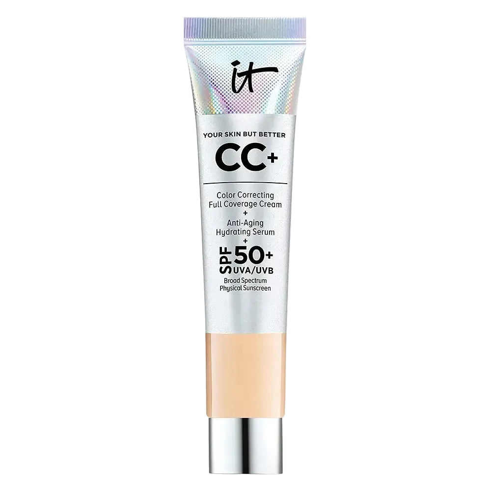 IT Cosmetics CC+ Cream with SPF 50+ full-coverage color-correcting foundation for anti-aging and sun protection