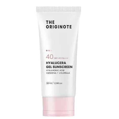 The Originote Hyalucera Gel Sunscreen SPF 40 PA+++ for hydration and sun protection with ceramides
