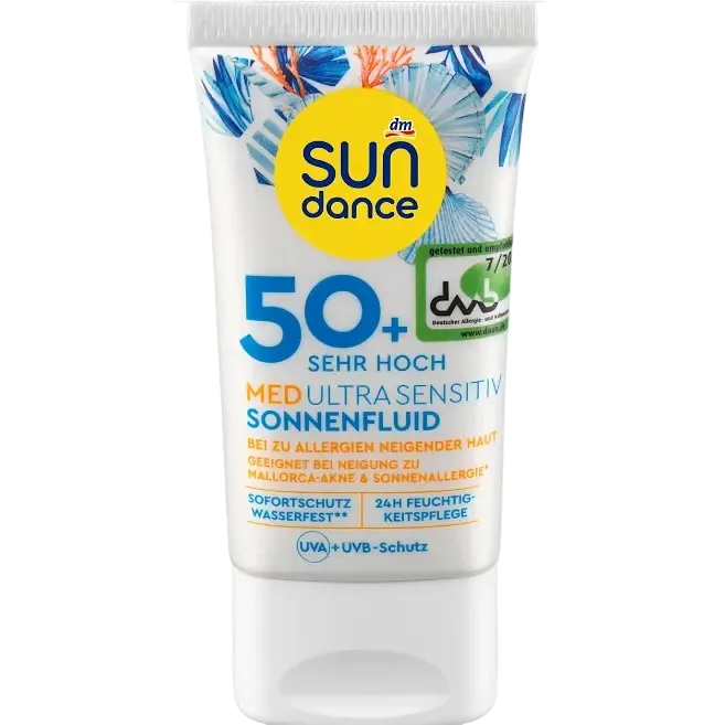 Sundance Med Ultra Sensitiv Flui SPF50+ for sensitive skin with broad spectrum UVA UVB protection