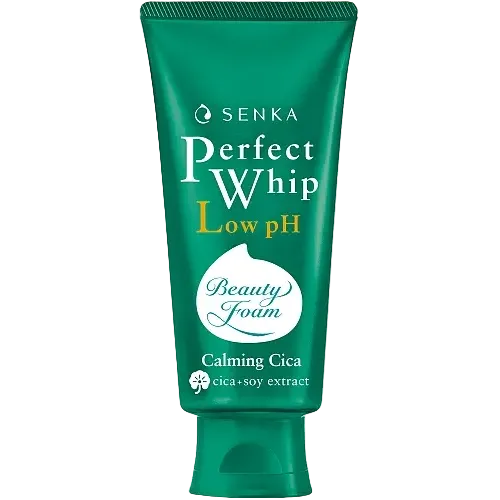 Senka Perfect Whip Low pH Calming Cica foam cleanser for sensitive skin soothing and gentle cleansing