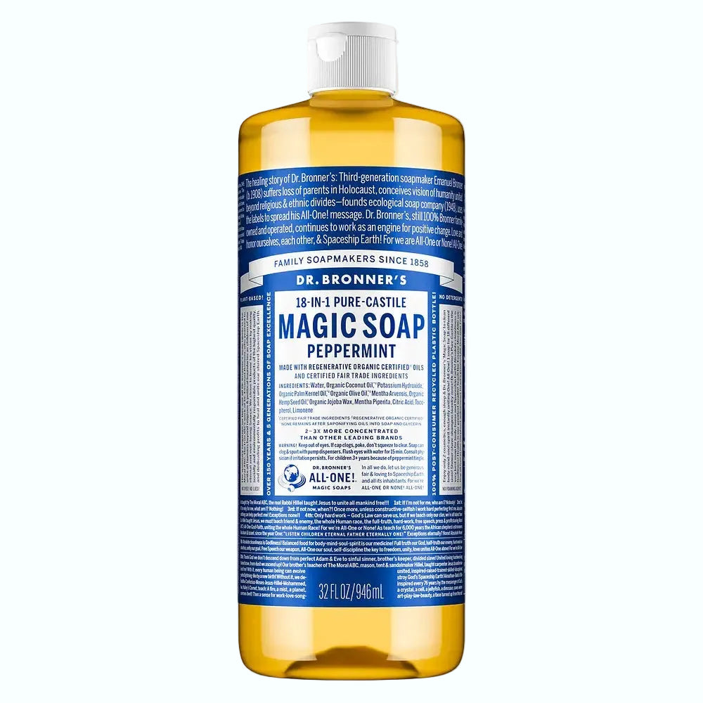 Dr. Bronner's Pure-Castile Liquid Soap organic multi-purpose cleanser for face, body, and home
