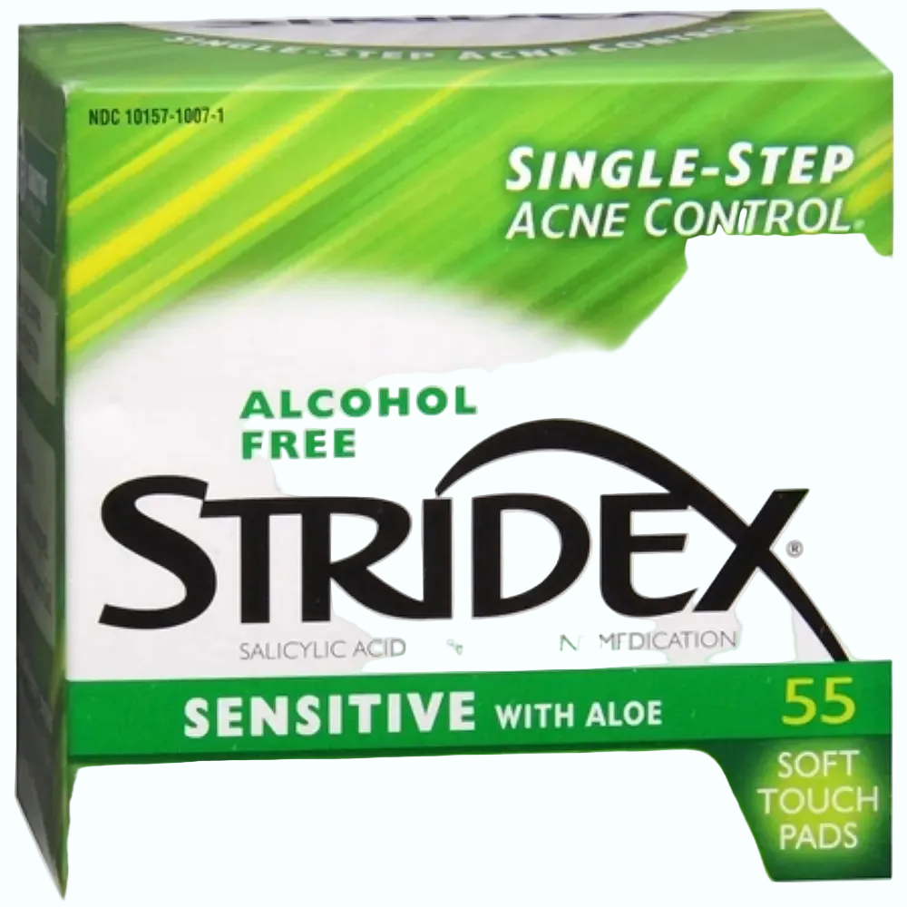 Stridex Medicated Acne Pads Sensitive with 0.5% salicylic acid and aloe for acne-prone sensitive skin