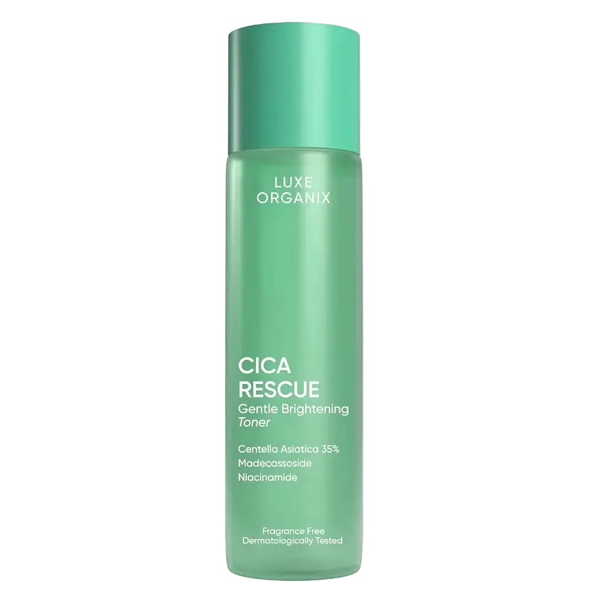 Luxe Organix Cica Rescue Gentle Brightening Toner with centella asiatica for sensitive skin soothing and brightening