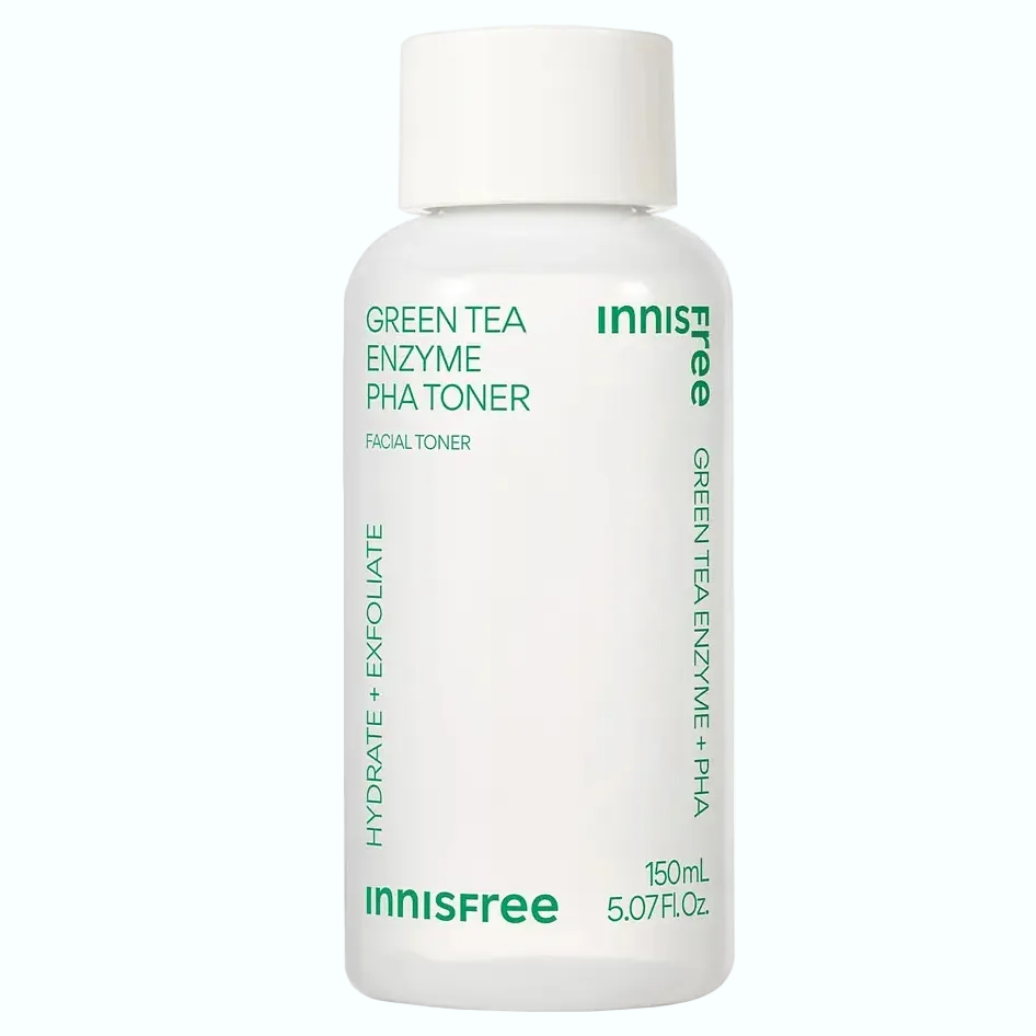 innisfree Green Tea Enzyme 7% PHA Toner for gentle exfoliation and hydration with green tea extract