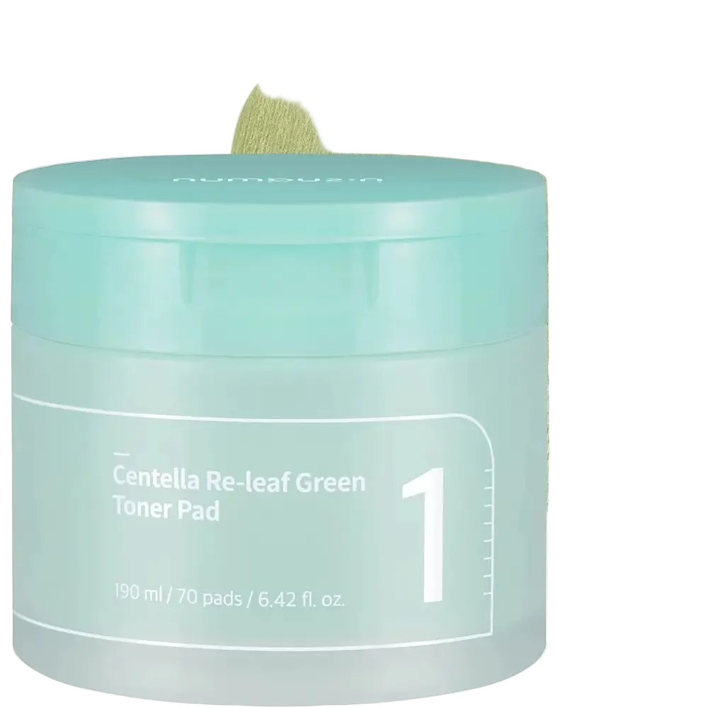 Numbuzin No.1 Centella Re-Leaf Green Toner Pad for soothing irritated skin and reducing redness