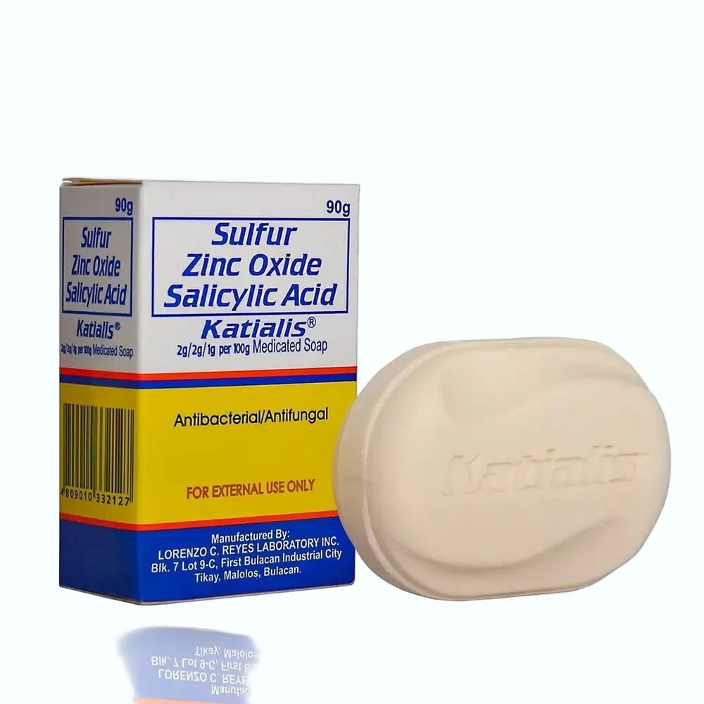 Katialis medicated soap with sulfur, zinc oxide and salicylic acid for acne and fungal skin infections
