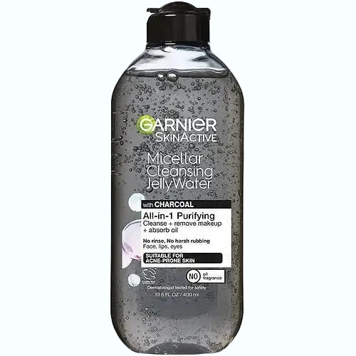 Garnier Micellar Cleansing Jelly Water with Charcoal for purifying and removing makeup on oily skin