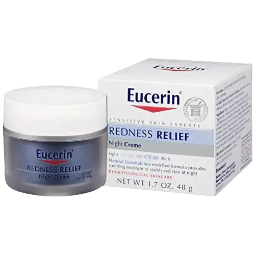 Eucerin Redness Relief Night Creme for sensitive redness-prone skin and rosacea with licochalcone
