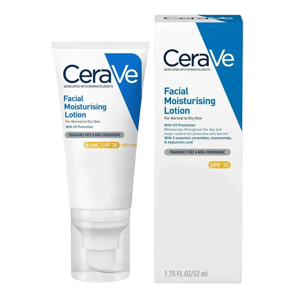 CeraVe AM Facial Moisturising Lotion SPF30 with ceramides and niacinamide for daily UV protection