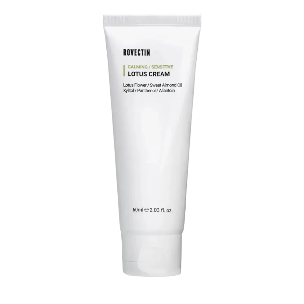 Rovectin Calming Sensitive Lotus Cream with 75% lotus water for hydration and sensitive skin