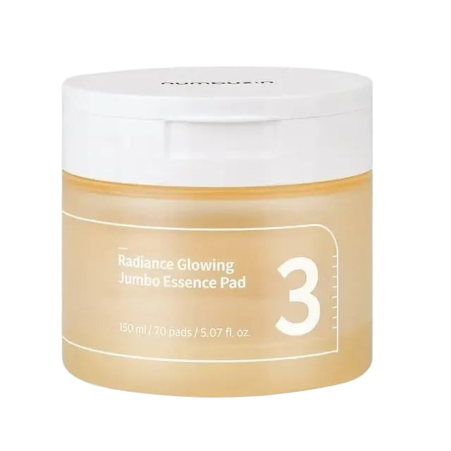 Numbuzin No.3 Radiance Glowing Jumbo Essence Pad with 50 fermented ingredients for brightening and glow
