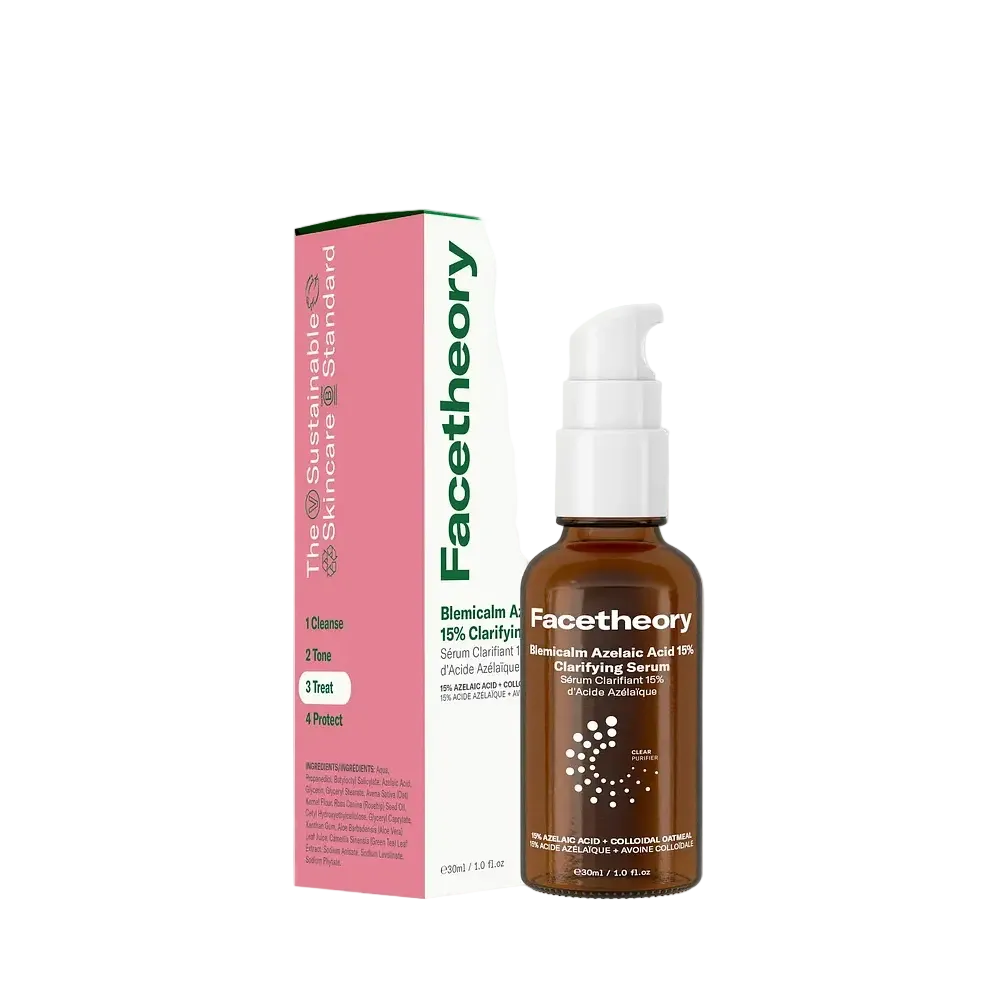 Facetheory Blemicalm Azelaic Acid 15% Clarifying Serum for acne, redness, and brightening