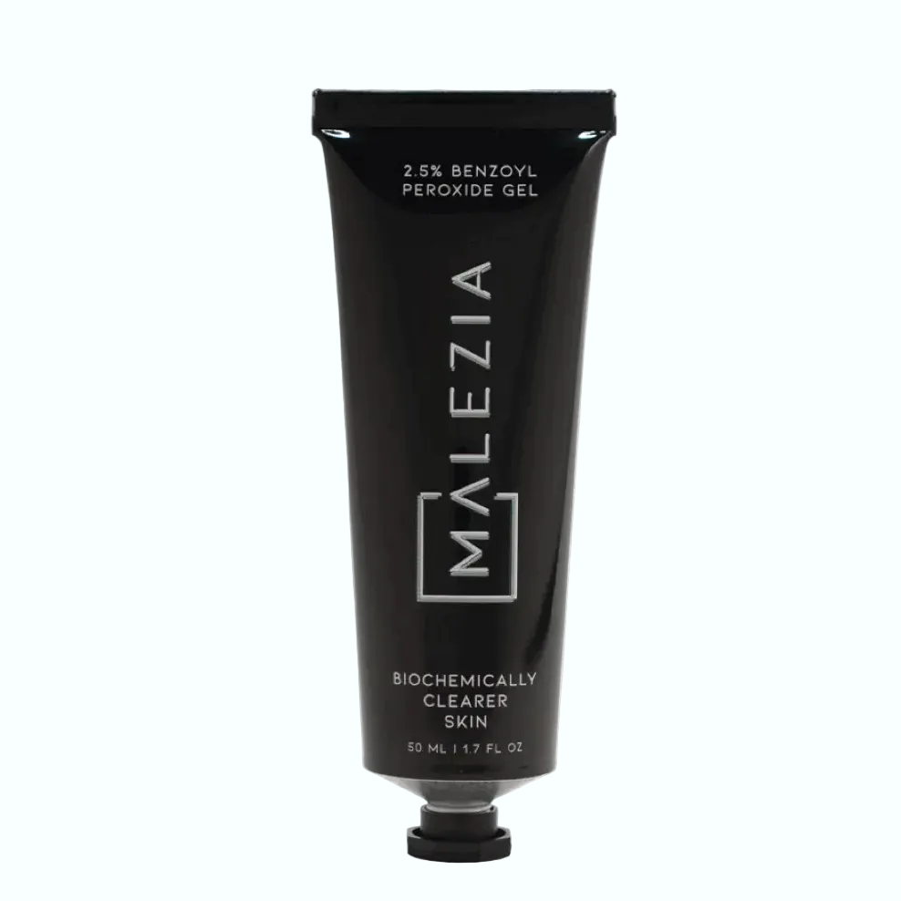 Malezia Acne Treatment Gel with 2.5% micronized benzoyl peroxide fo acne-prone and fungal acne skin