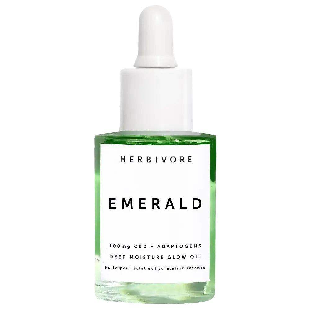 Herbivore Emerald CBD + Adaptogens Deep Moisture Glow Oil for redness relief and deep hydration