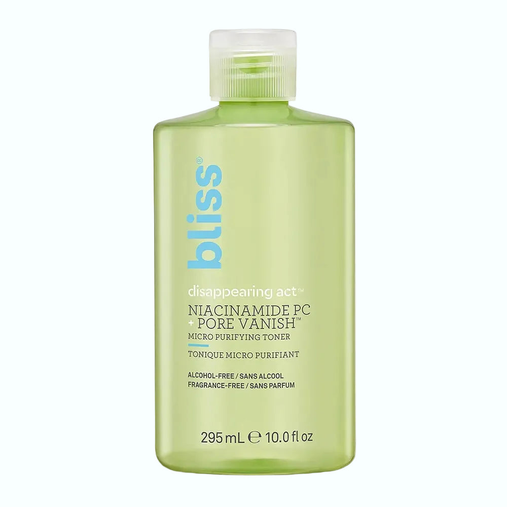 Bliss Disappearing Act Micro Purifying Toner with niacinamide for pore minimizing and oil control
