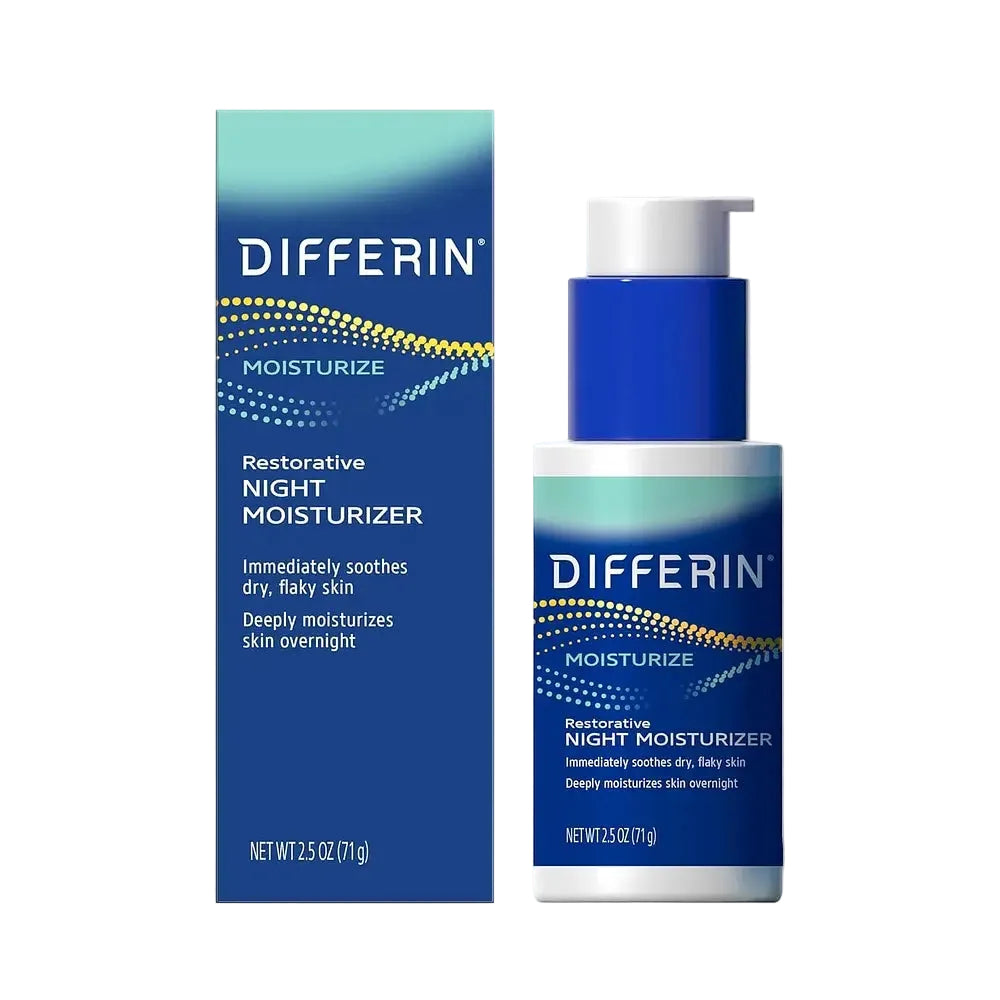 Differin Restorative Night Moisturizer with hyaluronic acid and ceramides for overnight hydration and barrier repair