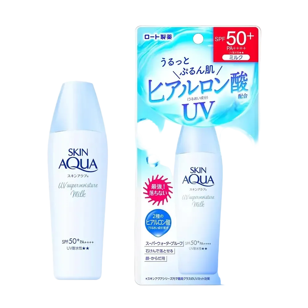 Skin Aqua UV Super Moisture Milk SPF50+ PA++++ waterproof Japanese sunscreen with hyaluronic acid
