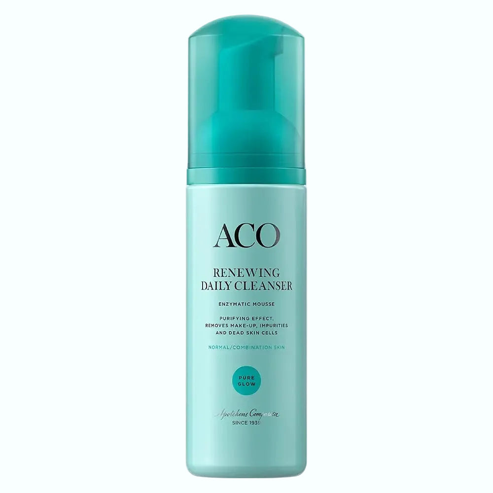 ACO Pure Glow Renewing Daily Cleanser with salicylic acid and papain for gentle exfoliation and glowing skin