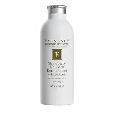 Eminence Organics Strawberry Rhubarb Dermafoliant powder exfoliant for brightening and smoothing skin