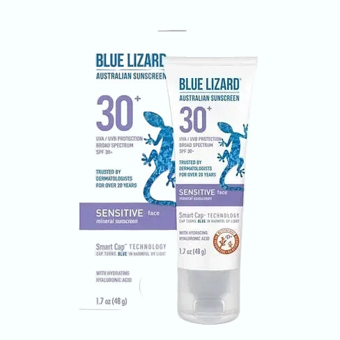 Blue Lizard Sensitive Face Mineral Sunscreen SPF 30+ for sensitive skin with zinc oxide and titanium dioxide
