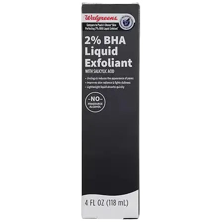Walgreens 2% BHA Liquid Exfoliant with salicylic acid for acne-prone skin and pore control