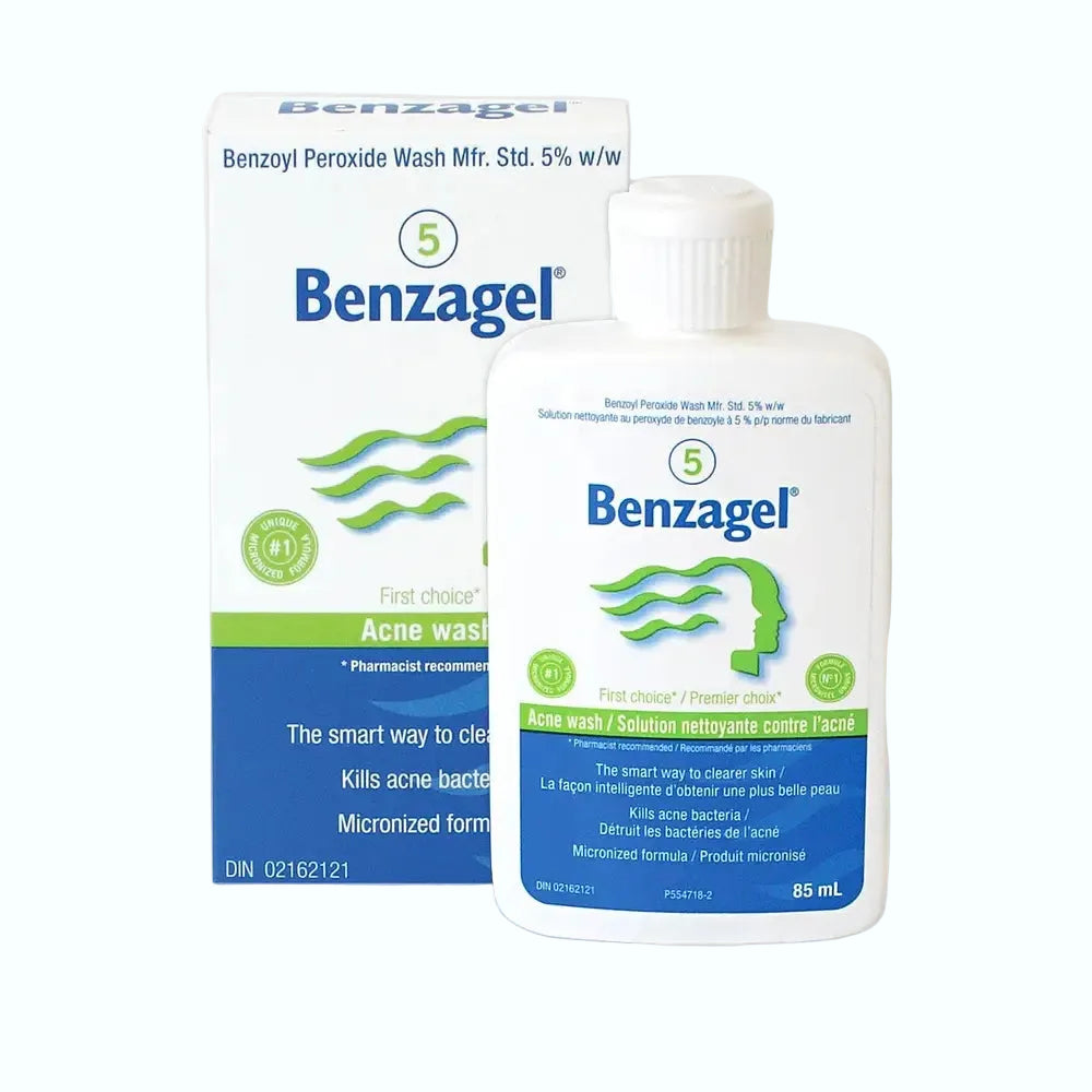Benzagel Acne Care Wash with 5% benzoyl peroxide for acne-prone skin treatment