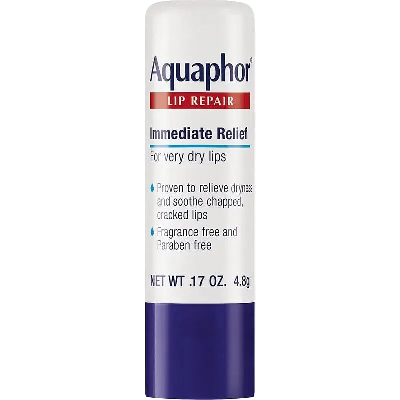 Aquaphor Lip Balm Repair Stick with Shea Butter and Jojoba Oil for dry chapped lips