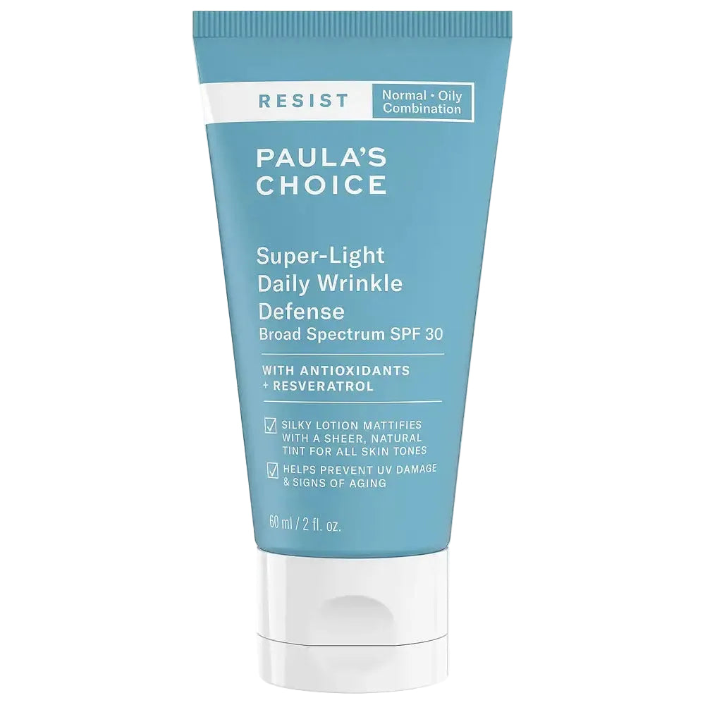 Paula's Choice Resist Super-Light Wrinkle Defense SPF 30 tinted mineral sunscreen for oily skin