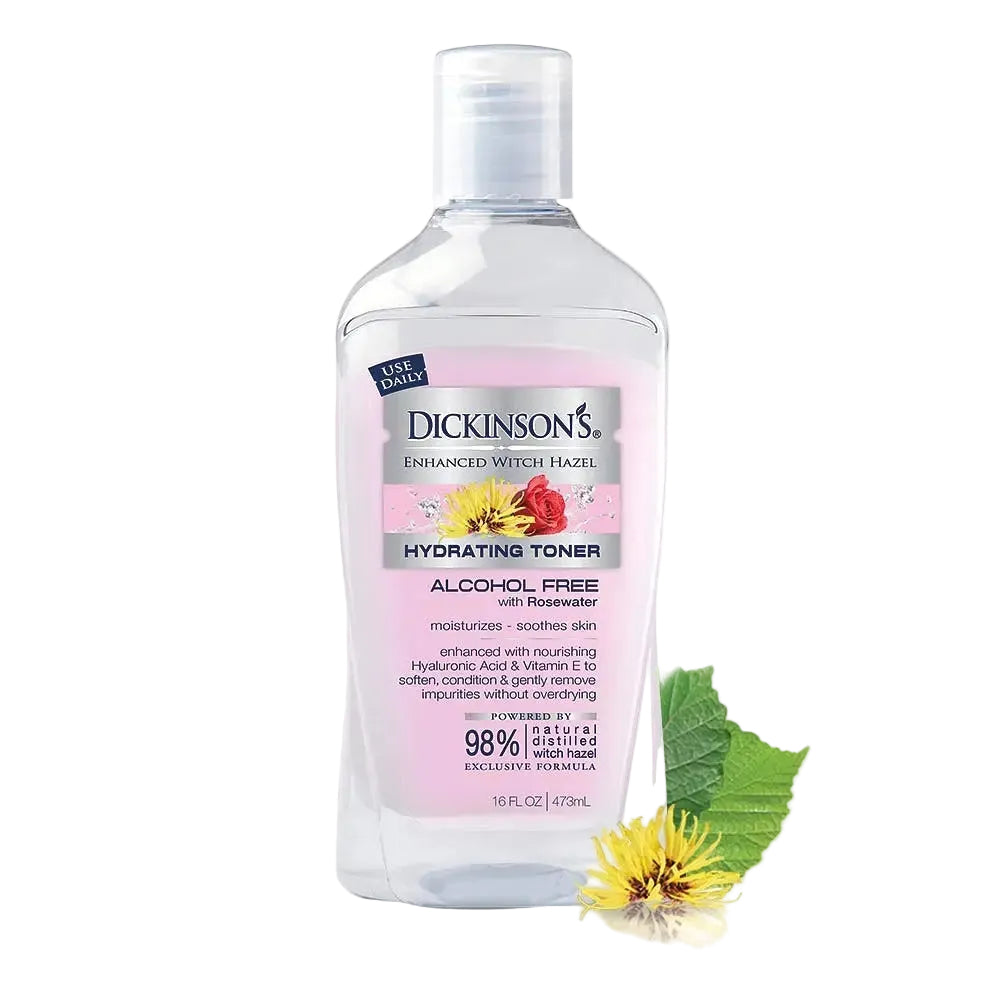 Dickinson's Enhanced Witch Hazel Hydrating Toner with Rosewater for gentle cleansing and hydration