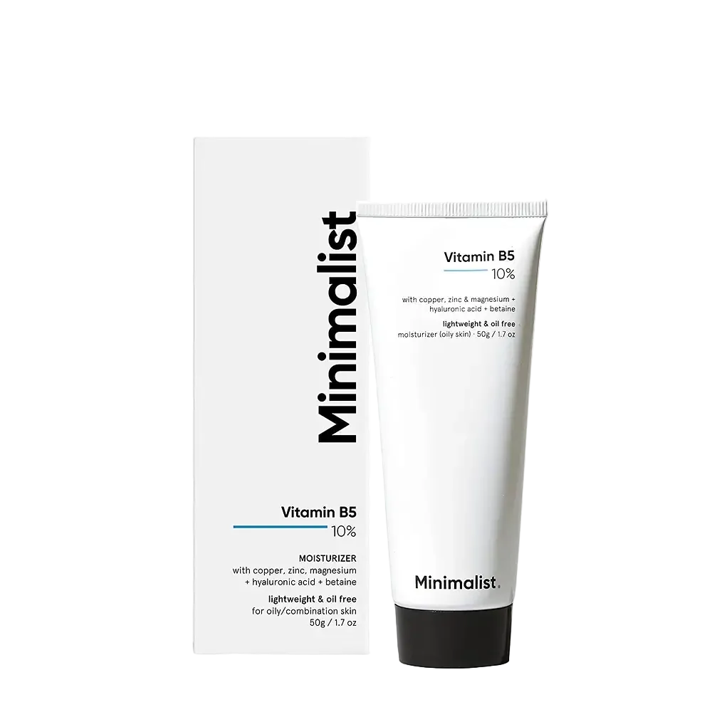 Minimalist Vitamin B5 10% Moisturizer for oily acne-prone skin hydration and barrier repair