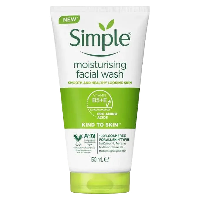 Simple Kind to Skin Moisturising Face Wash gentle cleanser for sensitive skin with Vitamin B5