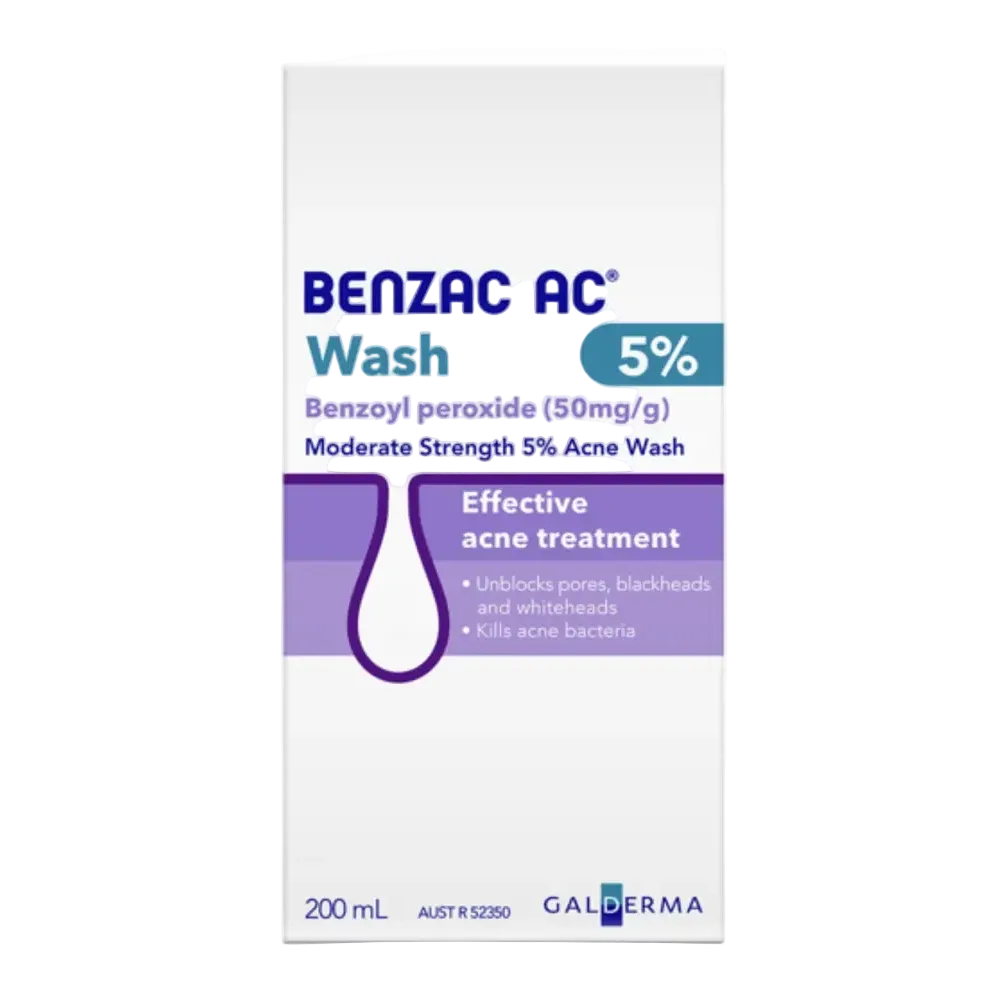 Benzac AC 5% Acne Wash with benzoyl peroxide for acne-prone skin