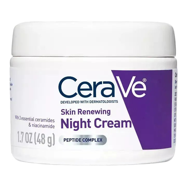 CeraVe Skin Renewing Night Cream with peptides and hyaluronic acid for anti-aging and hydration