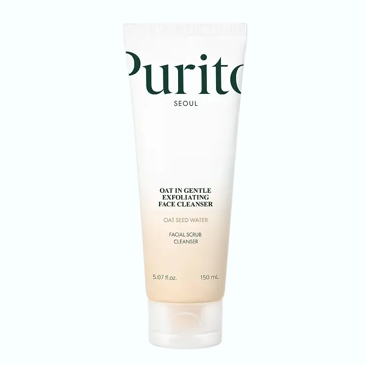 Purito Oat-In Gentle Exfoliating Face Cleanser with oat particles for sensitive skin exfoliation