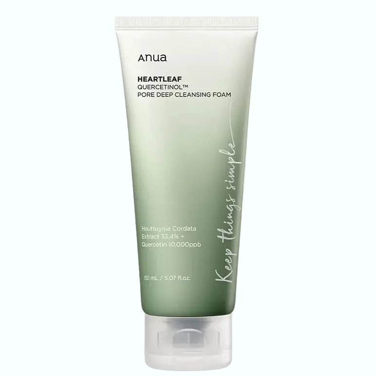 Anua Heartleaf Quercetinol Pore Deep Cleansing Foam face cleanser with BHA and hyaluronic acid for acne-prone oily skin