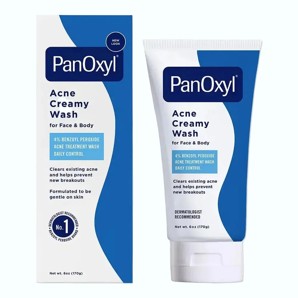 Panoxyl Acne Creamy Wash Benzoyl Peroxide 4% Daily Control for acne treatment and skin texture improvement
