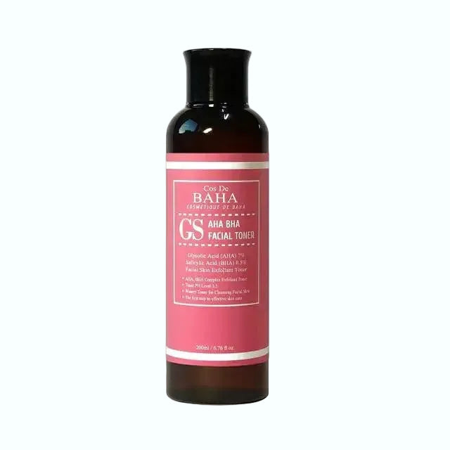 Cos De BAHA GS AHA BHA Facial Toner with glycolic acid and salicylic acid for exfoliation