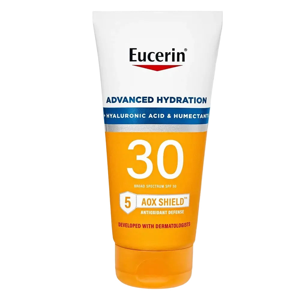 Eucerin Advanced Hydration Lightweight Sunscreen Lotion SPF30 with hyaluronic acid and antioxidants
