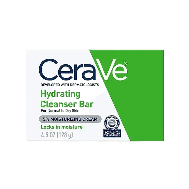CeraVe Hydrating Cleanser Bar soap-free face and body cleanser with ceramides for dry skin