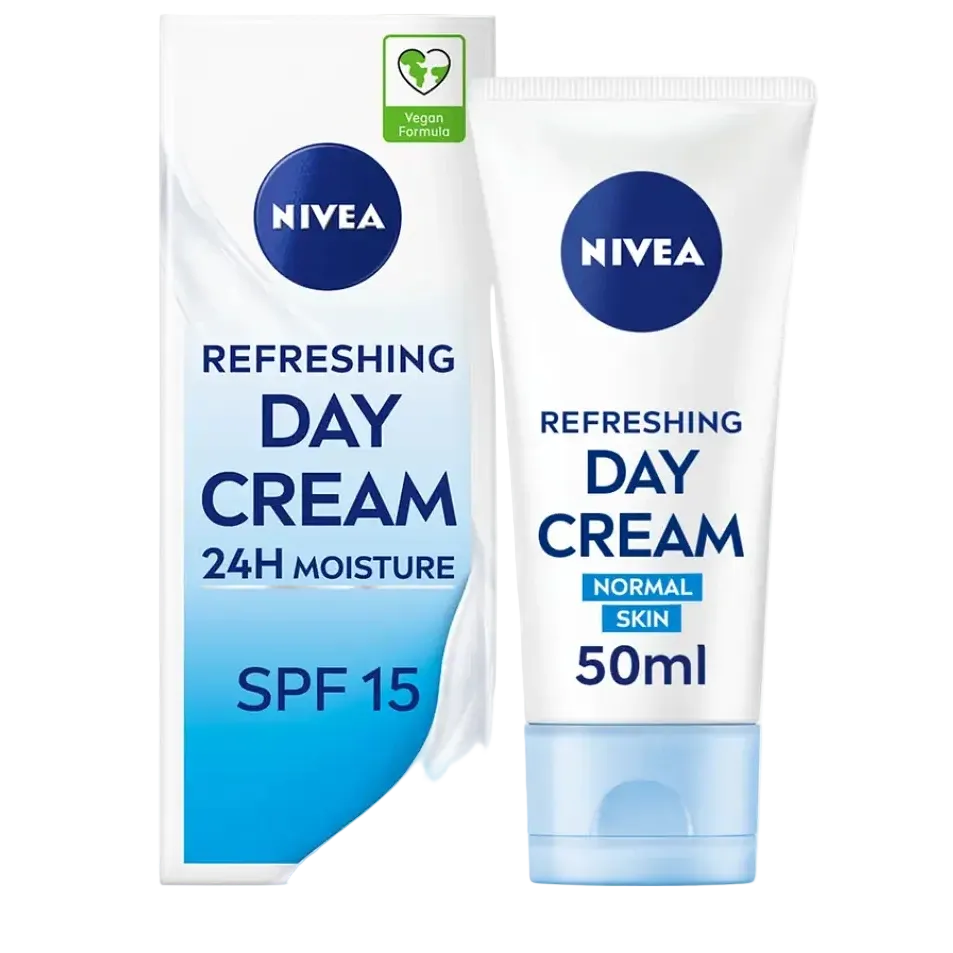 Nivea Refreshing Day Cream SPF 15 lightweight moisturizer for normal skin with vitamin E and sun protection