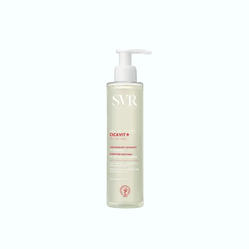 SVR Cicavit+ Foaming Gel Ultra-Gentle Cleanser for irritated and sensitive skin soothing and purifying